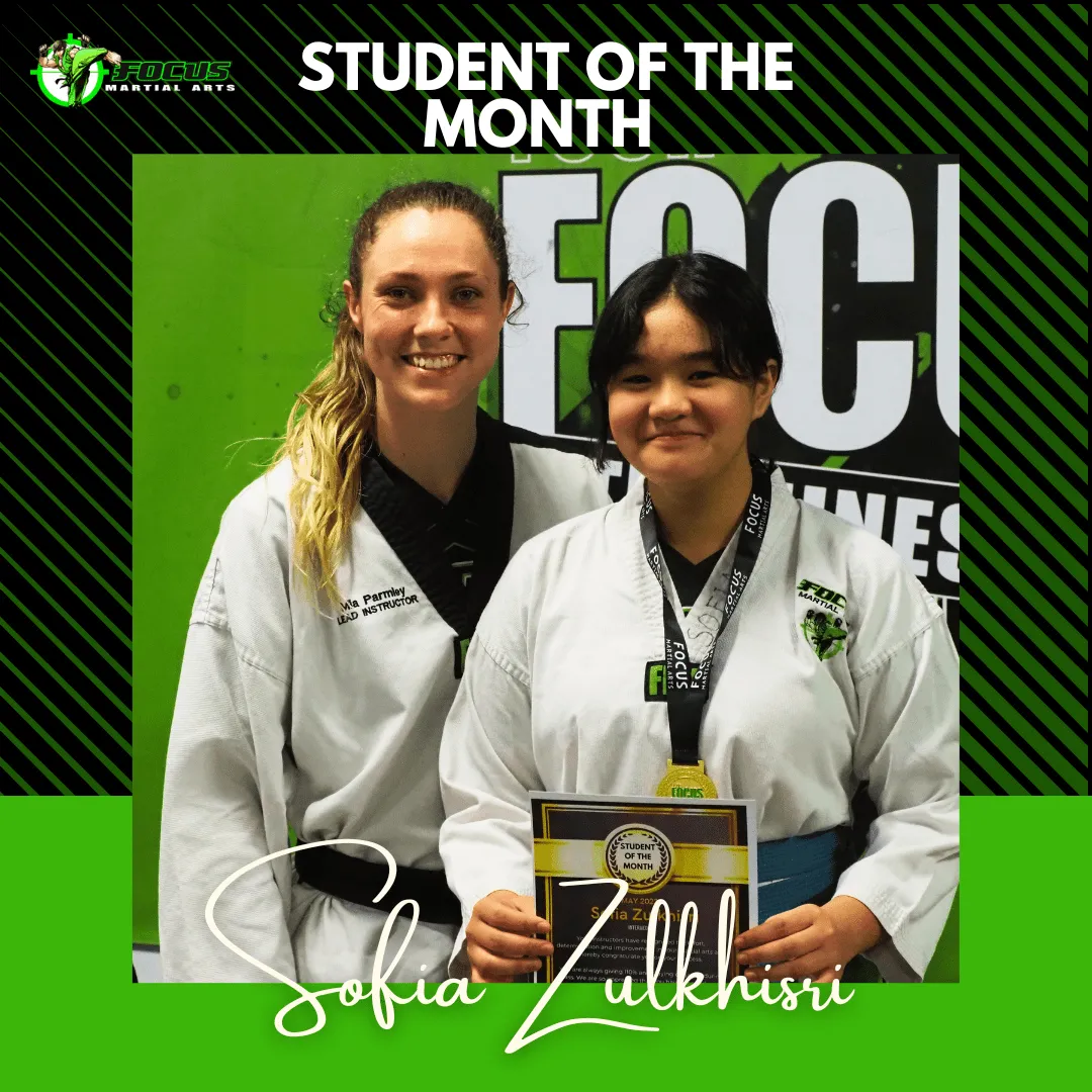 Student of the month focus martial arts grading June 2023