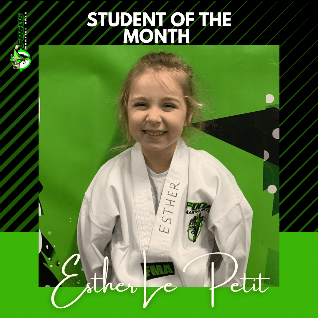 Student of the month focus martial arts grading August 2023